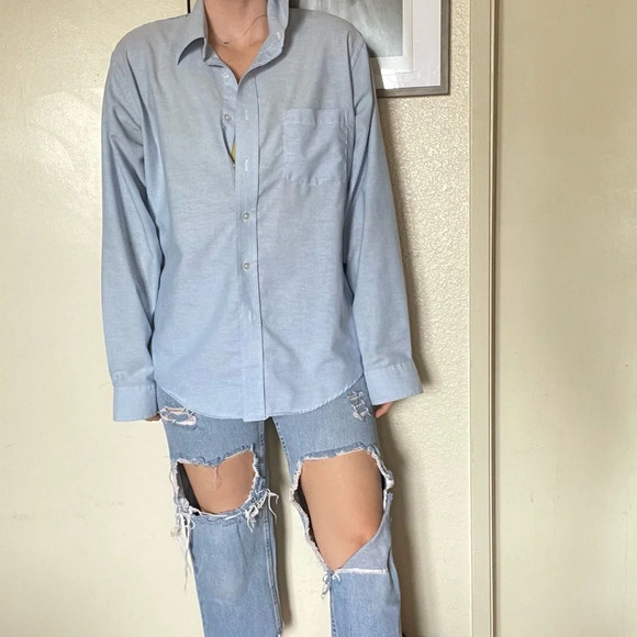 Vintage botany 500 unisex men’s women’s oversized blue button down shirt - Picture 4 of 12